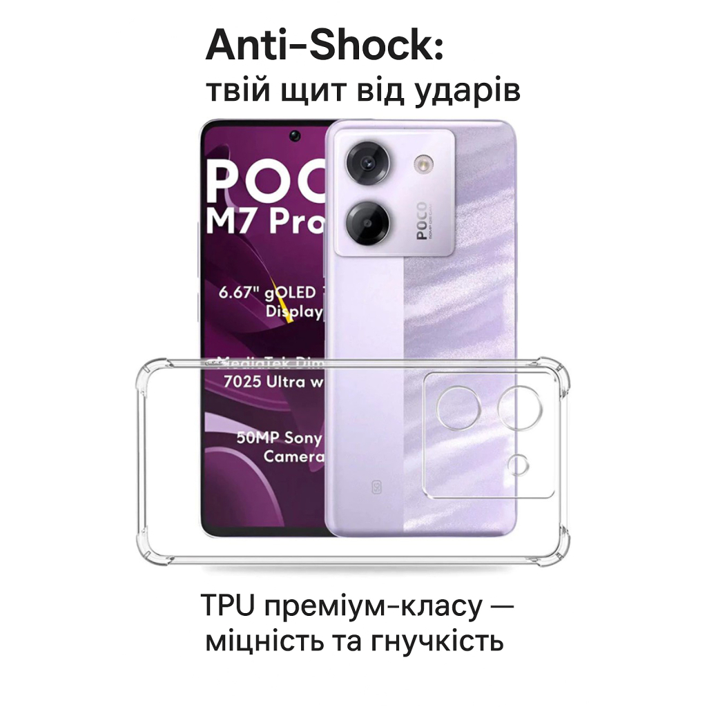 Чохол до мобільного телефона BeCover Anti-Shock Poco M7 Pro 5G Clear (713809) - зображення 2