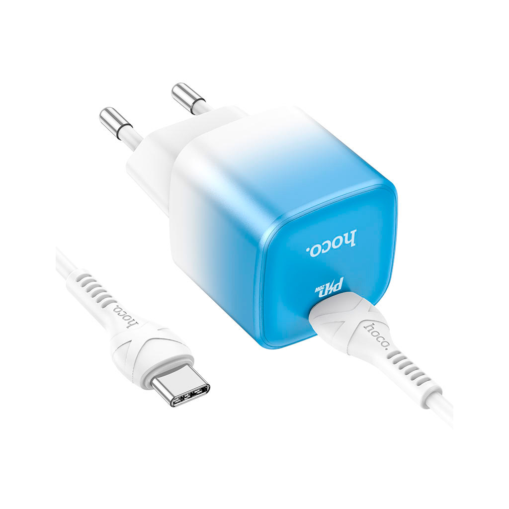 Зарядний пристрій HOCO C101A USB-C PD20W + cable USB-C to USB-C Ice Blue (6931474769398) - зображення 5