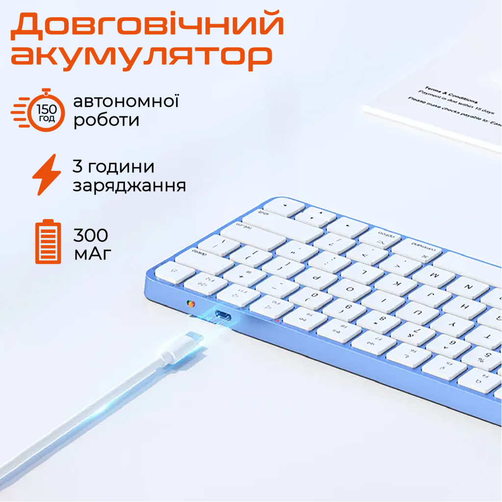 Клавіатура Meetion K210 Bluetooth/Wireless Black (MT-K210MW-A-RUA) - зображення 5