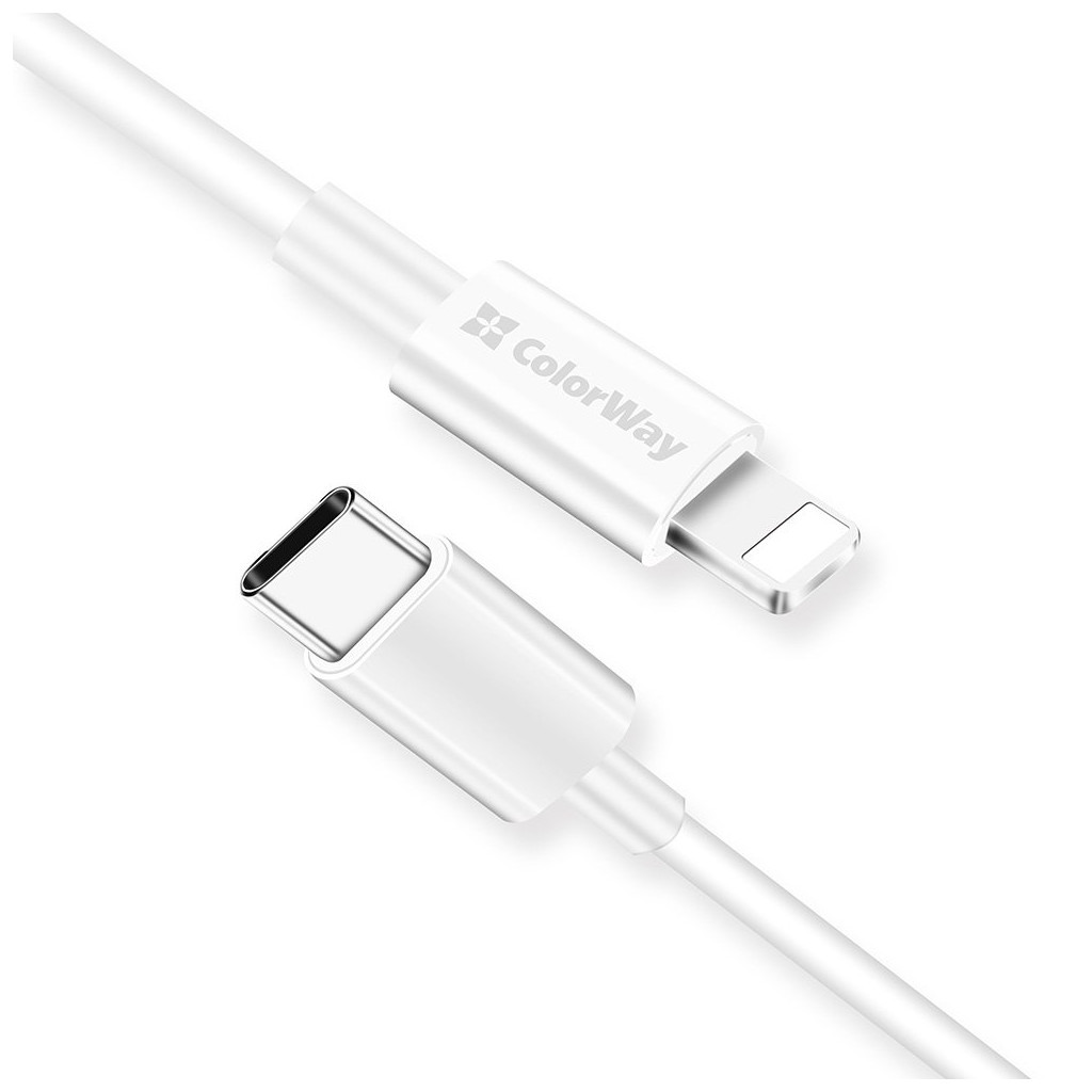 Дата кабель USB-C to Lightning 1.0m 3A white ColorWay (CW-CBPDCL032-WH) - зображення 3