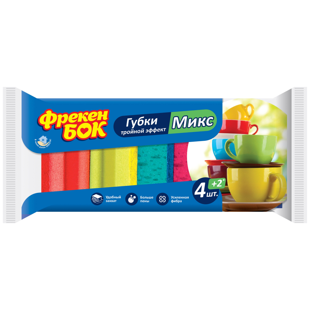Губки кухонні Фрекен БОК Мікс 6 шт. (4823071637724) - зображення 1