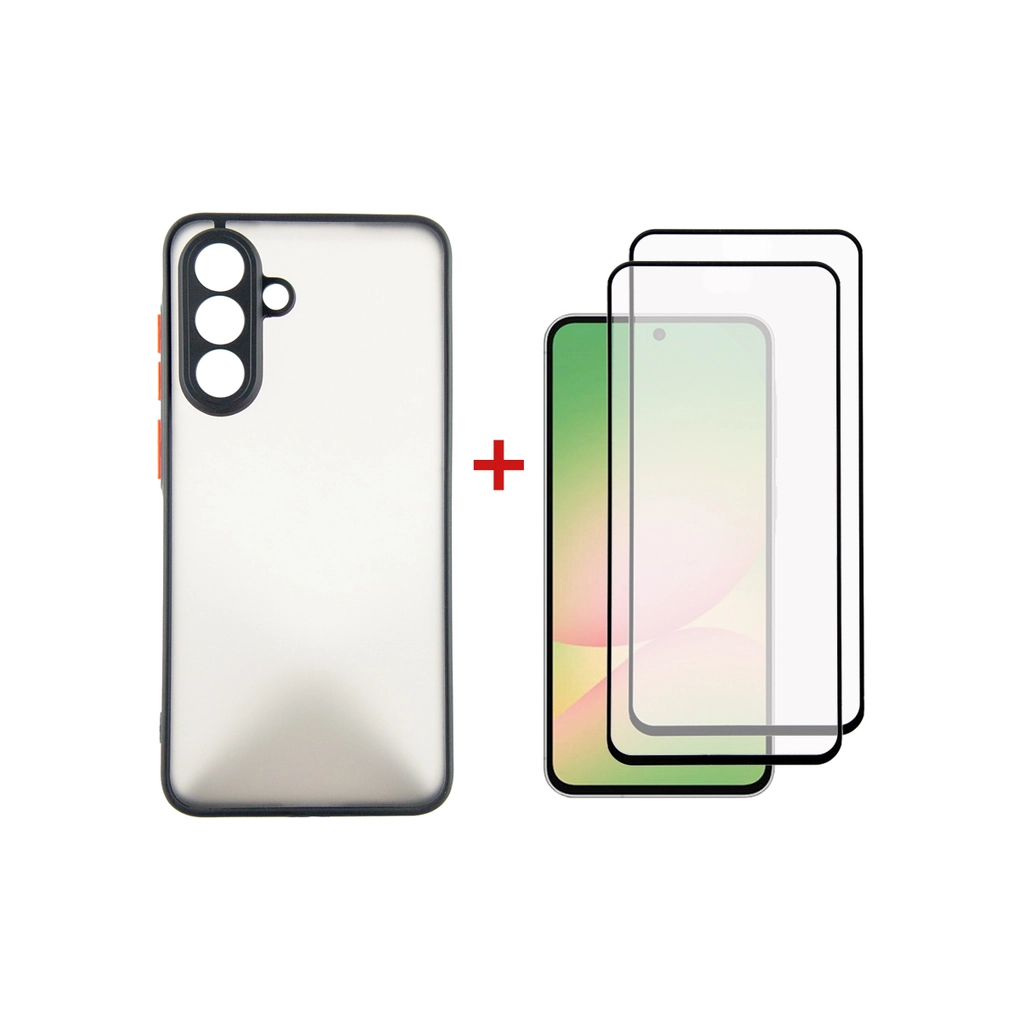 Чохол до мобільного телефона Dengos Kit Samsung Galaxy A56 Matte + 2 pcs glass (Black) (DG-CTG2P-05) - зображення 1