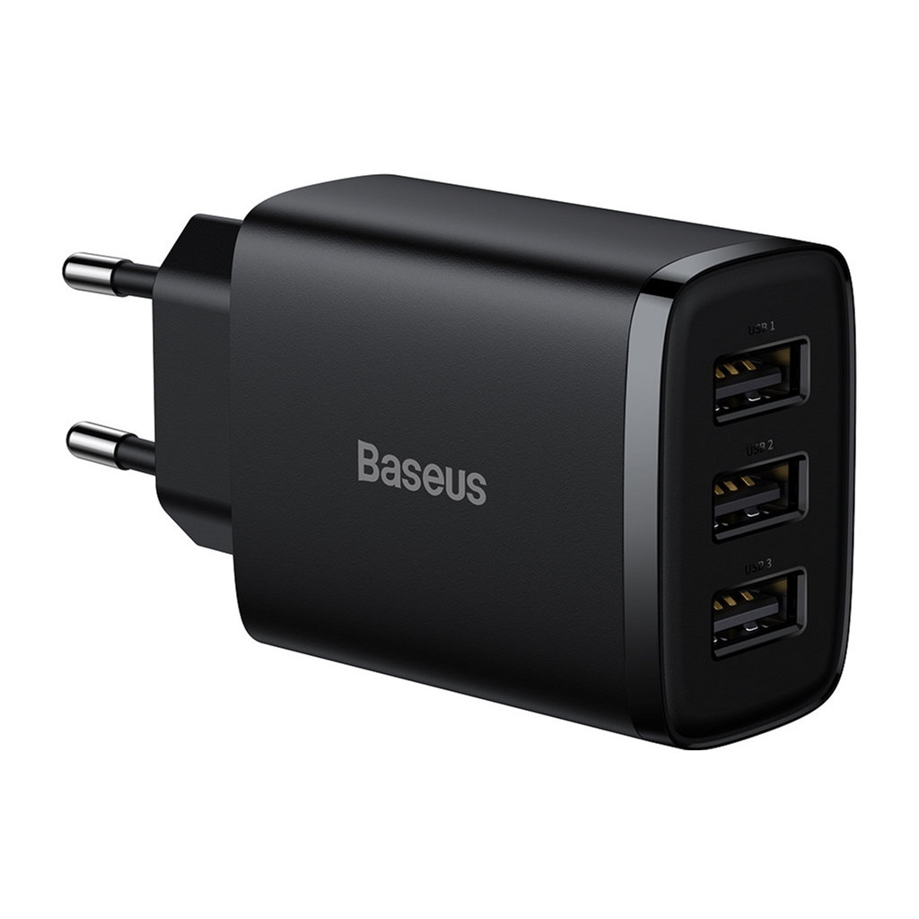 Зарядний пристрій Baseus Compact Charger 3U Black (CCXJ020101) - зображення 1