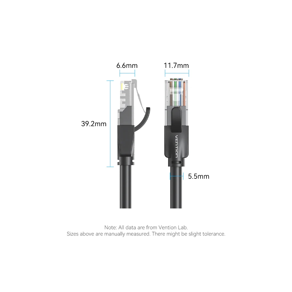 Патч-корд 15м, UTP cat 6 RJ-45 black Vention (IBEBN) - зображення 10