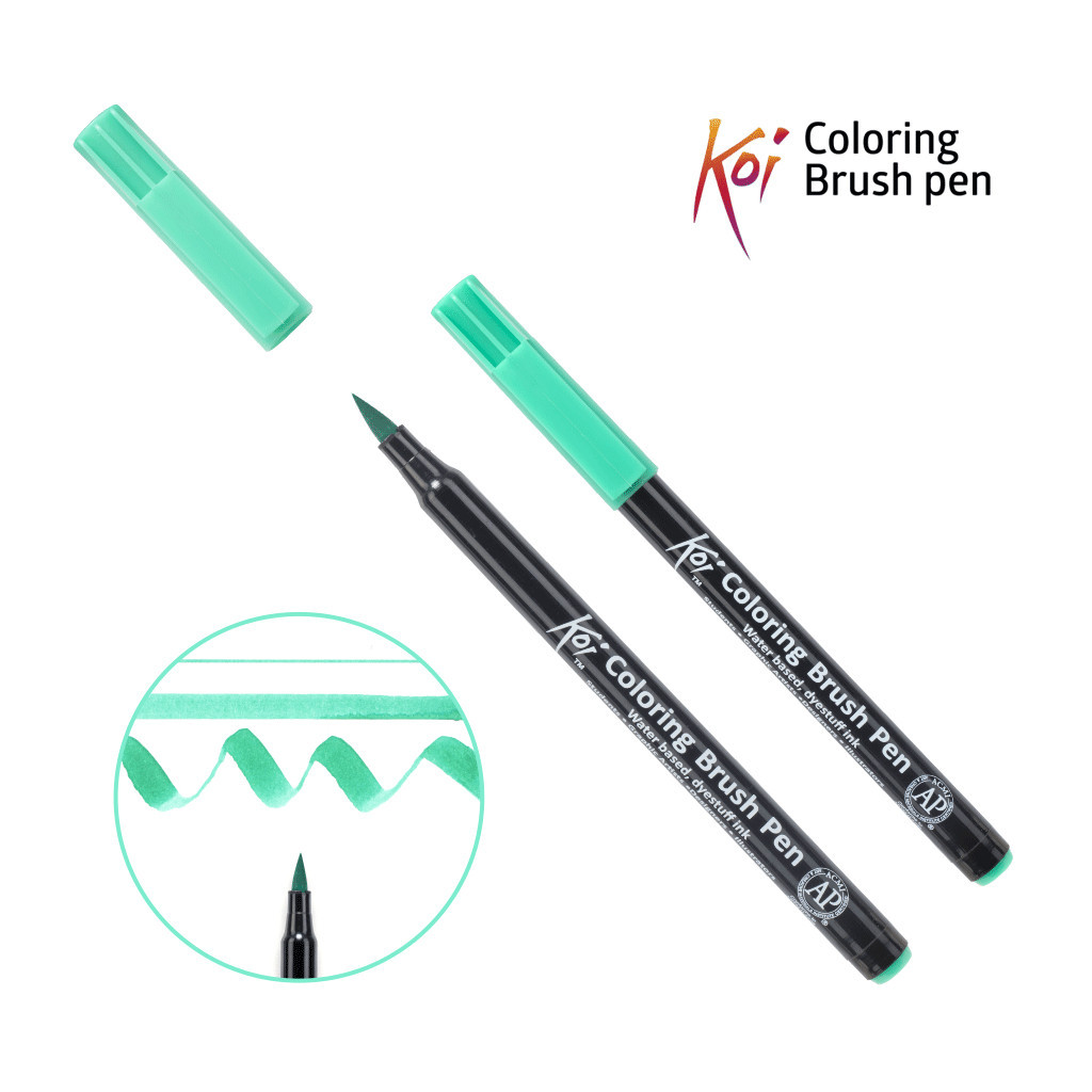 Художній маркер KOI Маркер-пензель акварельний Зелено-синій, 28 (084511393257) - зображення 1
