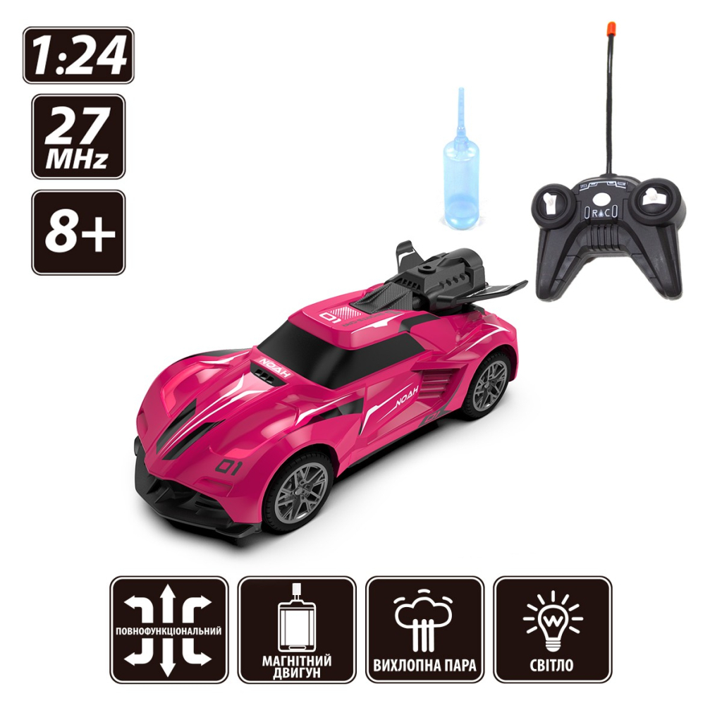 Радіокерована іграшка Sulong Toys Spray Car – Sport (рожевий, 1:24, світло, функція туман) (SL-354RHP) - зображення 12