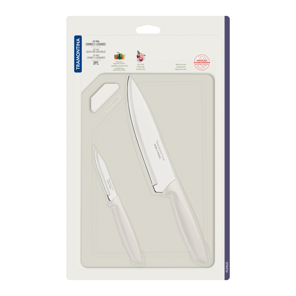 Набір ножів Tramontina Plenus Light Grey 3 предмети (23498/314) - зображення 2