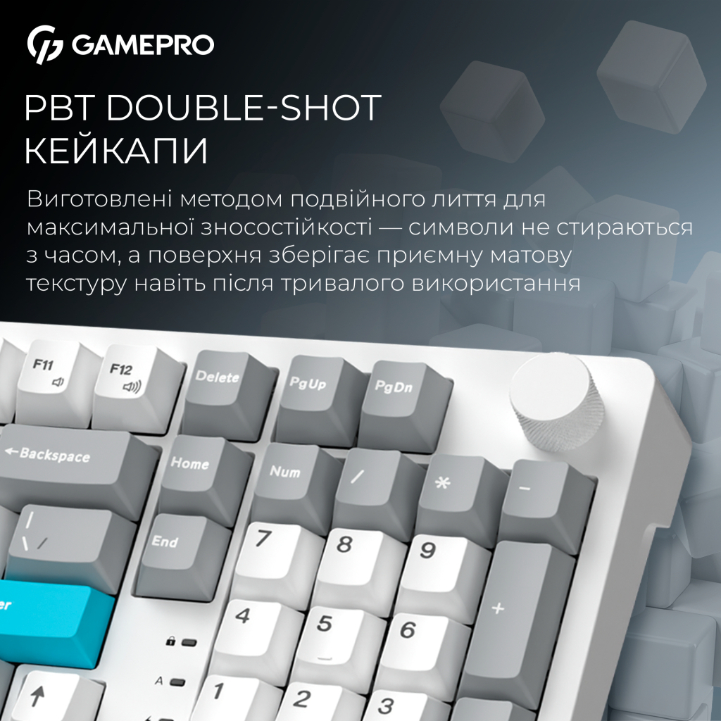 Клавіатура GamePro Asgard Drakkar Keychron Super Red Switch Wireless/Bluetooth/USB UA White (MK305WH) - изображение 13