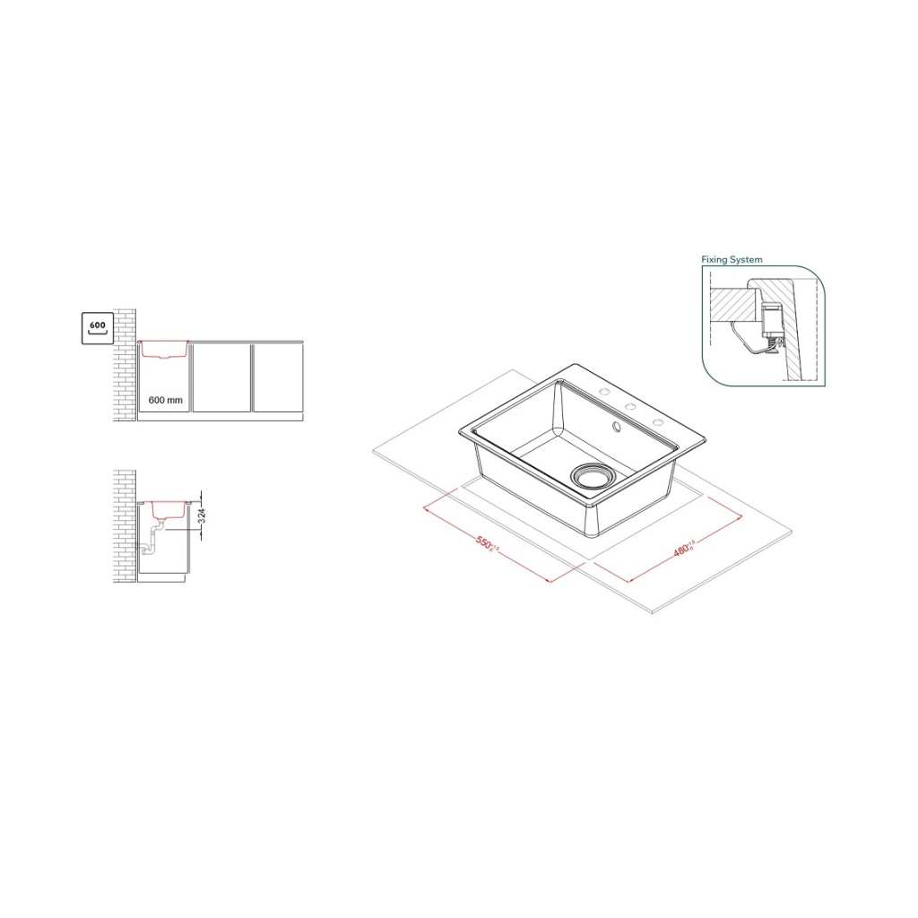 Мийка кухонна Elleci TIME 105 on top nero 40 - зображення 2