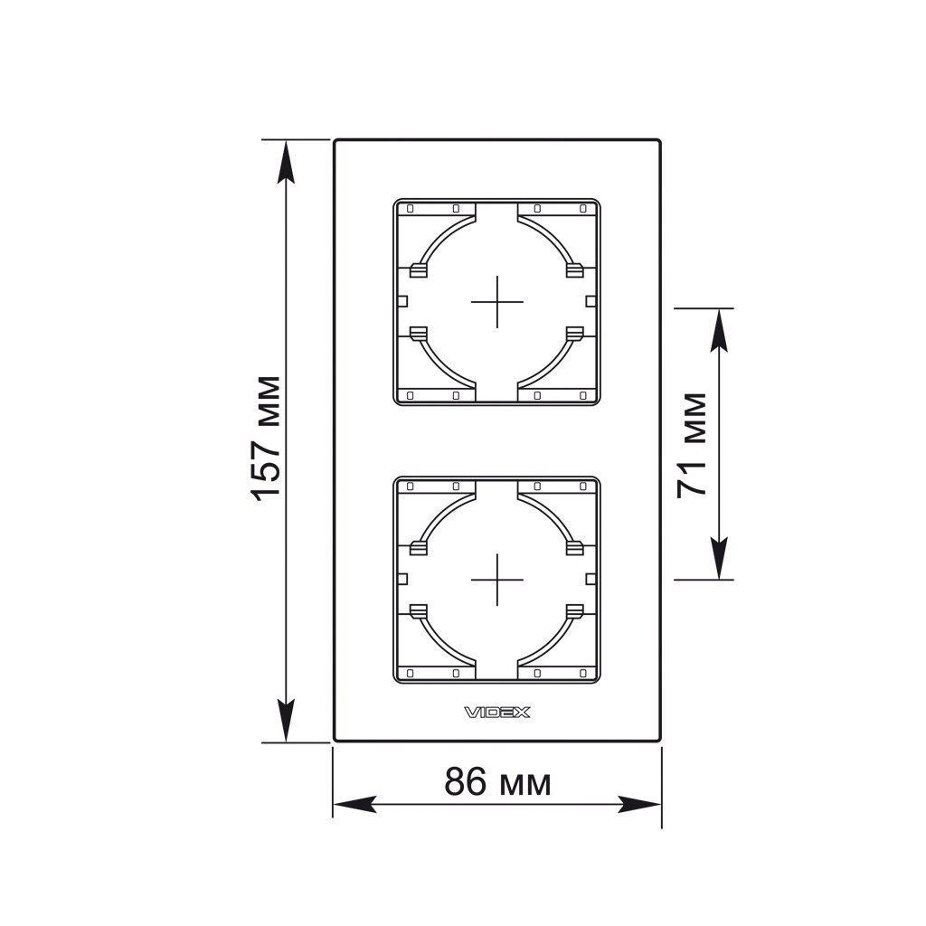 Рамка Videx BINERA сріблястий алюміній 2 пости (VF-BNFRA2V-SL) - изображение 3