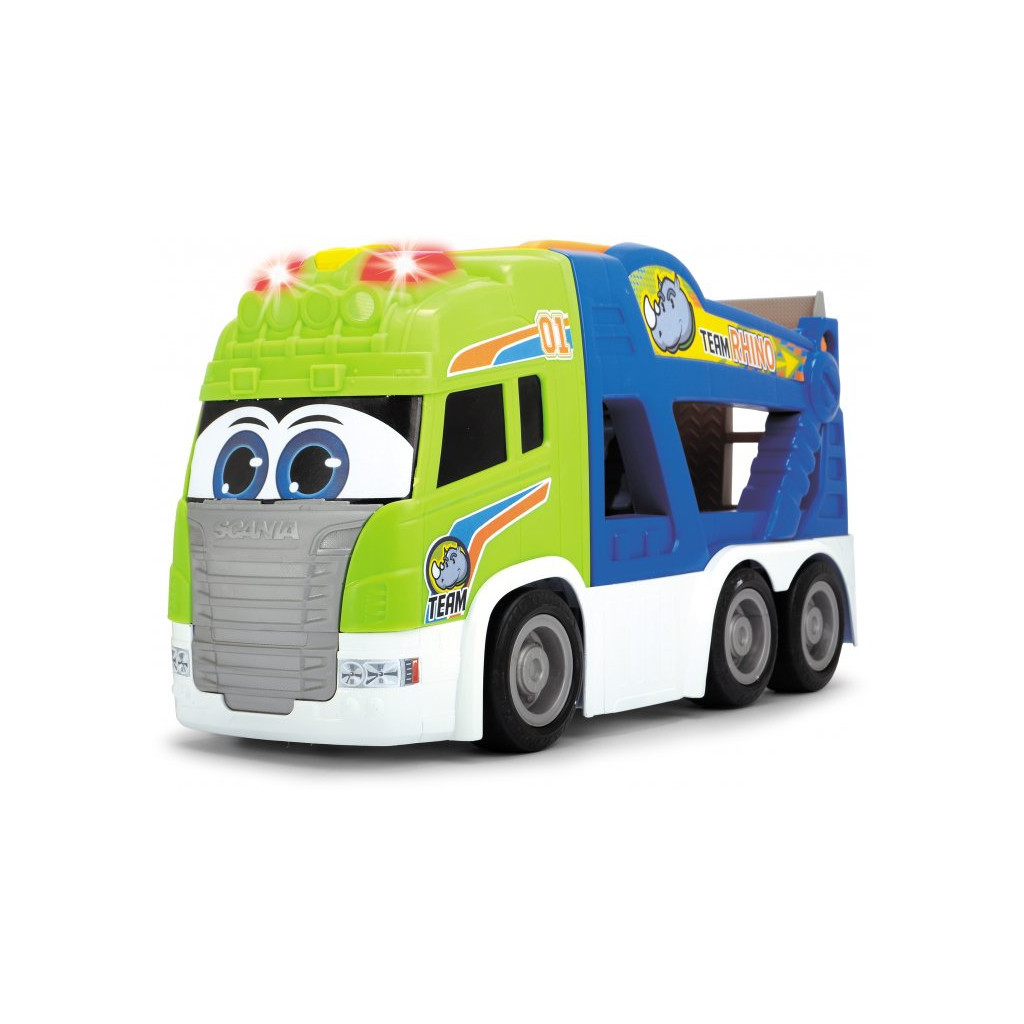 Спецтехніка Dickie Toys Транспортер АВС "Сканія. Тім" з м'якою машинкою, зі звук. та світл. ефектами, 42 см (4117000) - зображення 3