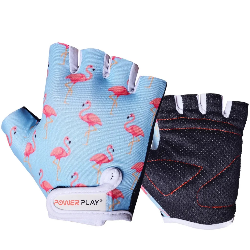 Велорукавиці PowerPlay 001 Фламінго Блакитні XS (SALE_001_Blue_Flamingo_XS) - зображення 1