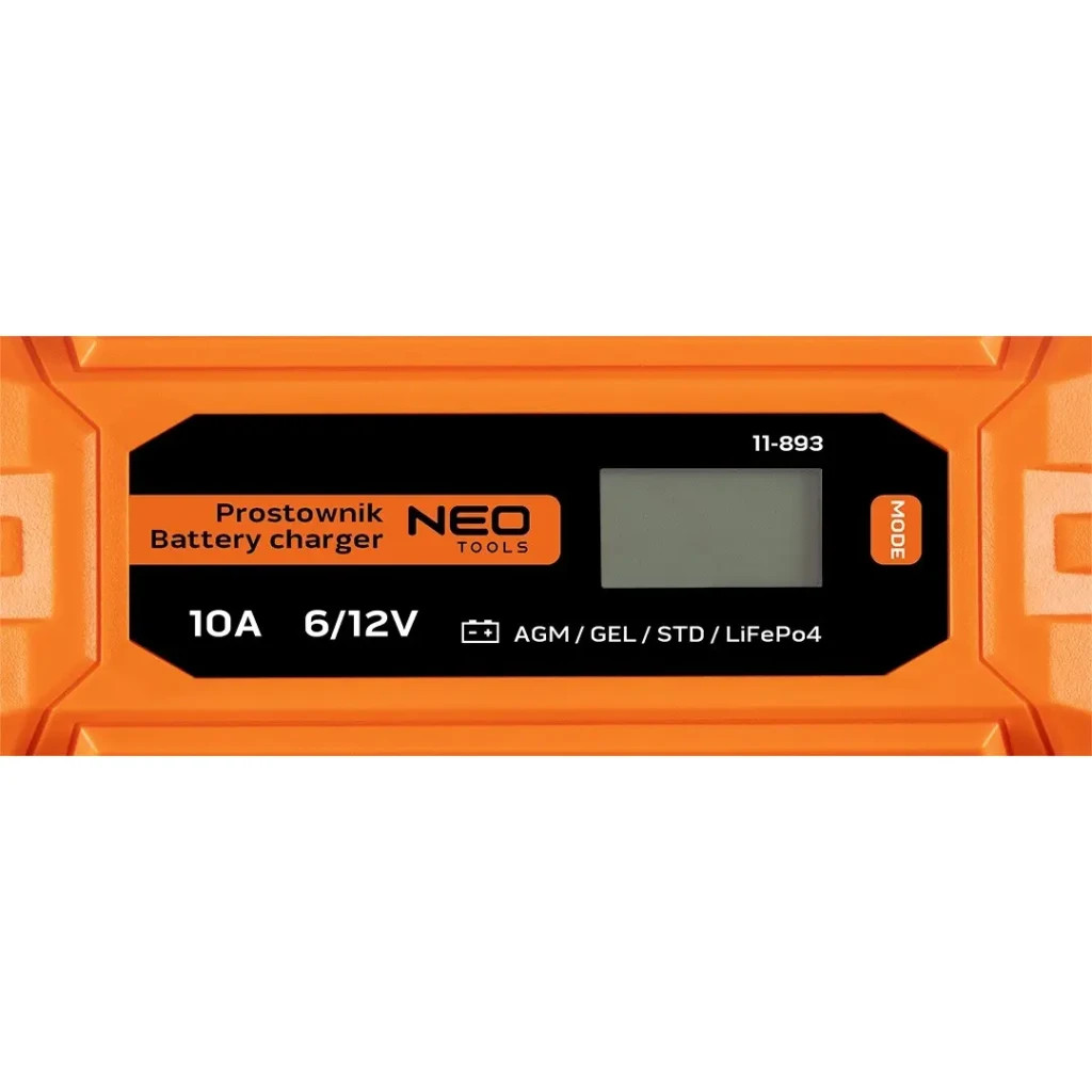 Зарядний пристрій для автомобільного акумулятора Neo Tools 10А/160Вт, 3-200Ач, для STD/AGM/GEL/LiFePO4 (11-893) - зображення 4