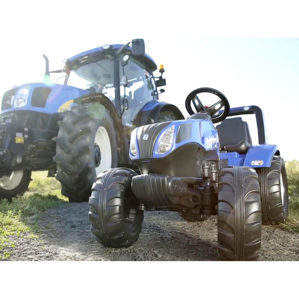 Веломобіль Falk New Holland трактор на педалях з причепом Синій (3090B) - зображення 5