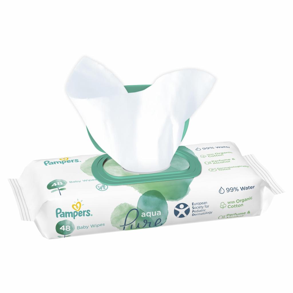 Дитячі вологі серветки Pampers Aqua Pure 48шт (8001090603326) - зображення 3