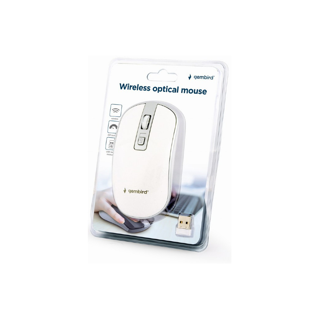 Мишка Gembird MUSW-4B-06-WS Wireless White-Silver (MUSW-4B-06-WS) - зображення 2