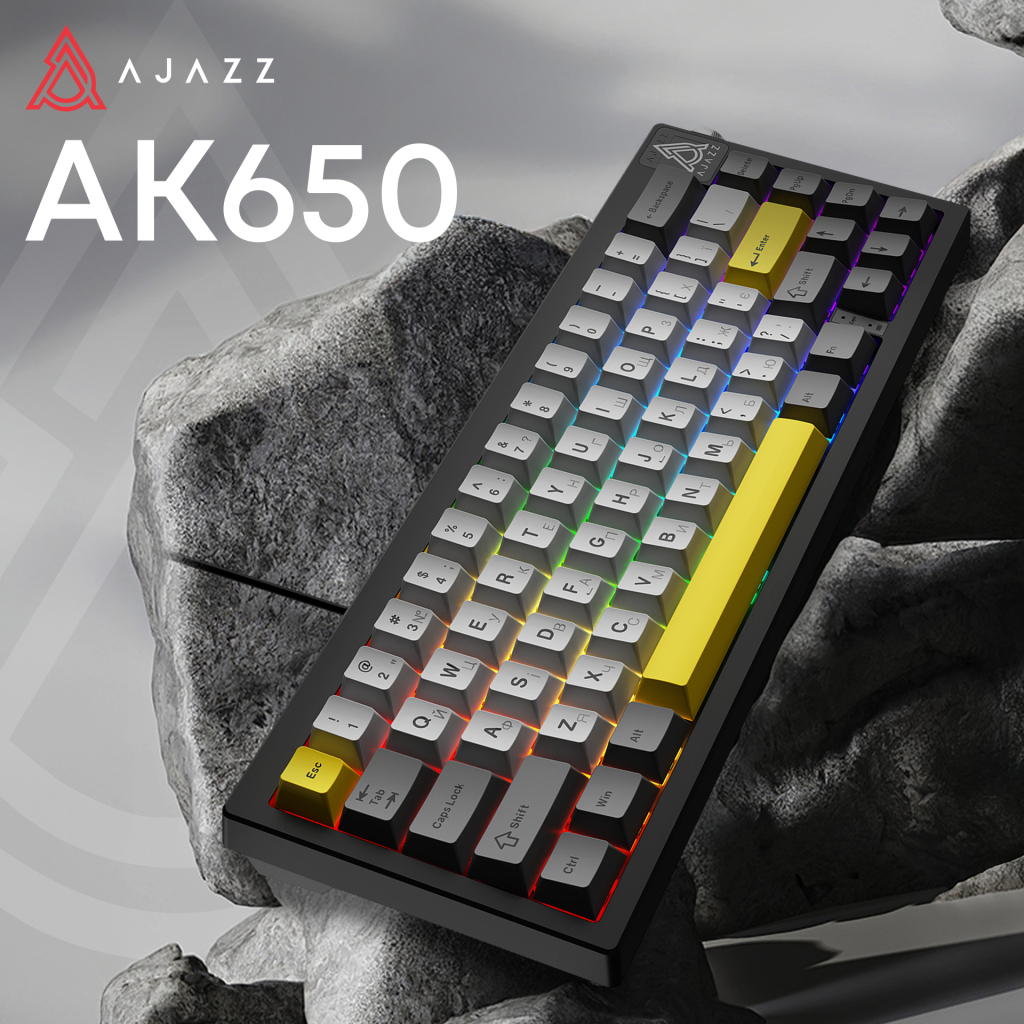 Клавіатура Ajazz AK650 Moon Yellow Switch USB UA Black/Grey/Yellow (AK650-MY-GWY) - изображение 6