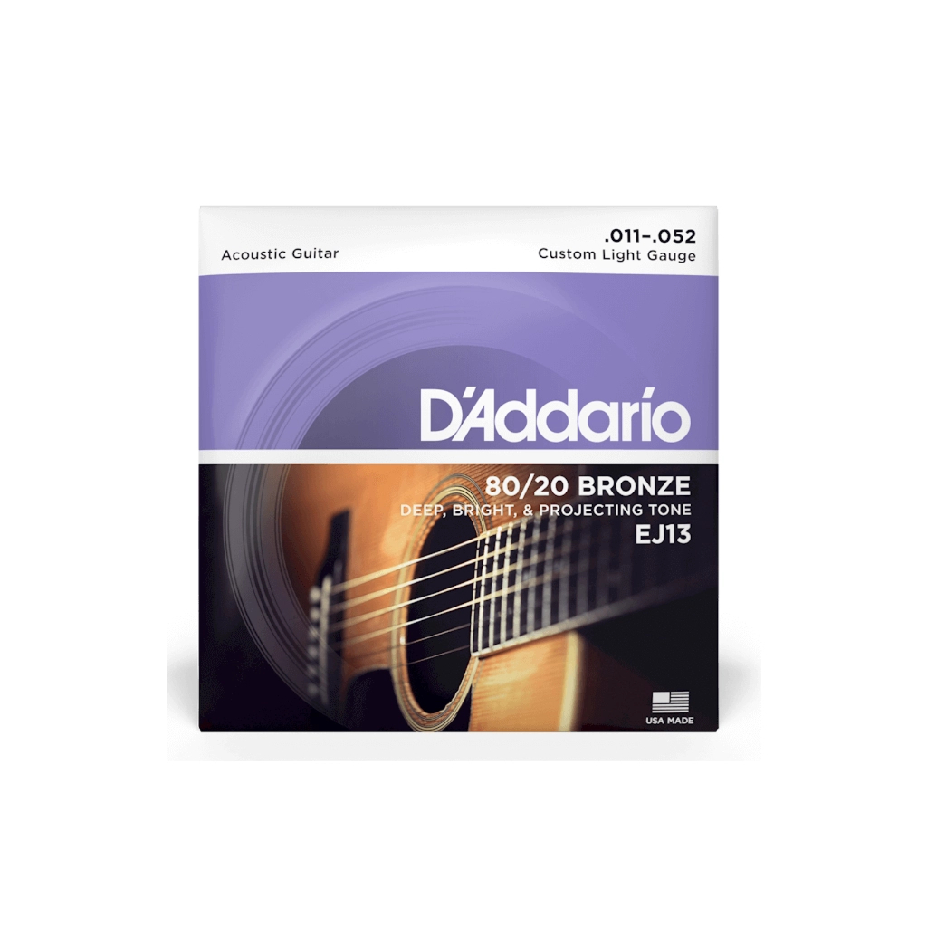 Струни для гітари D'Addario 80/20 Bronze Custom Light (11-52) (EJ13) - зображення 1