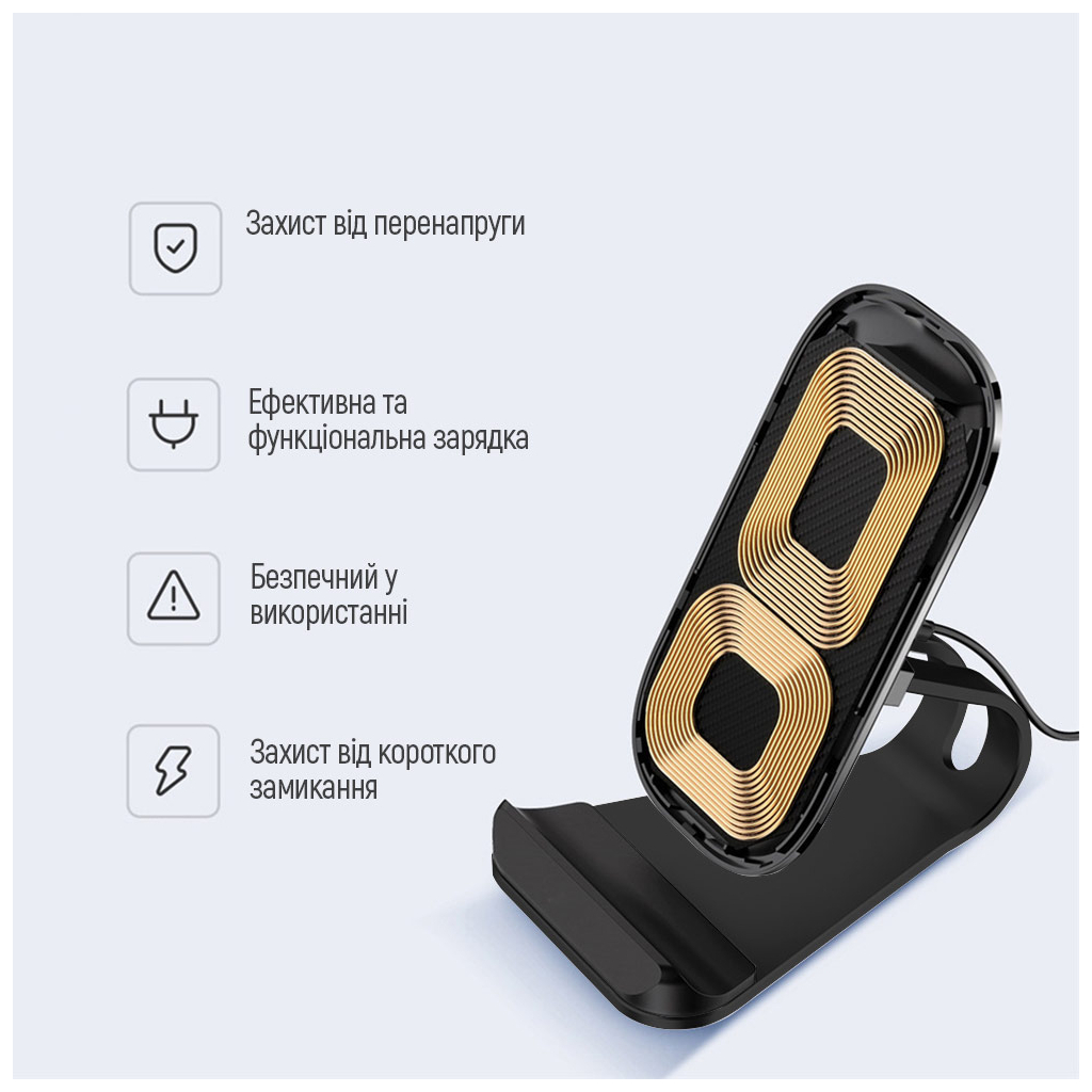 Зарядний пристрій ColorWay Wireless Stand 15W Black (CW-CHW31Q-BK) - зображення 5