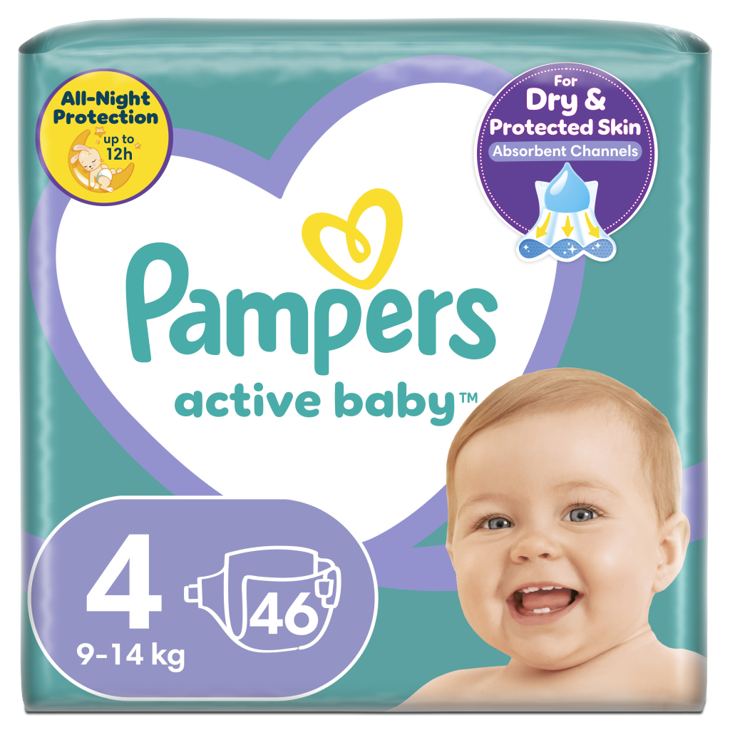 Підгузки Pampers Active Baby Maxi Розмір 4 (9-14 кг) 46 шт (8001090949097) - зображення 1