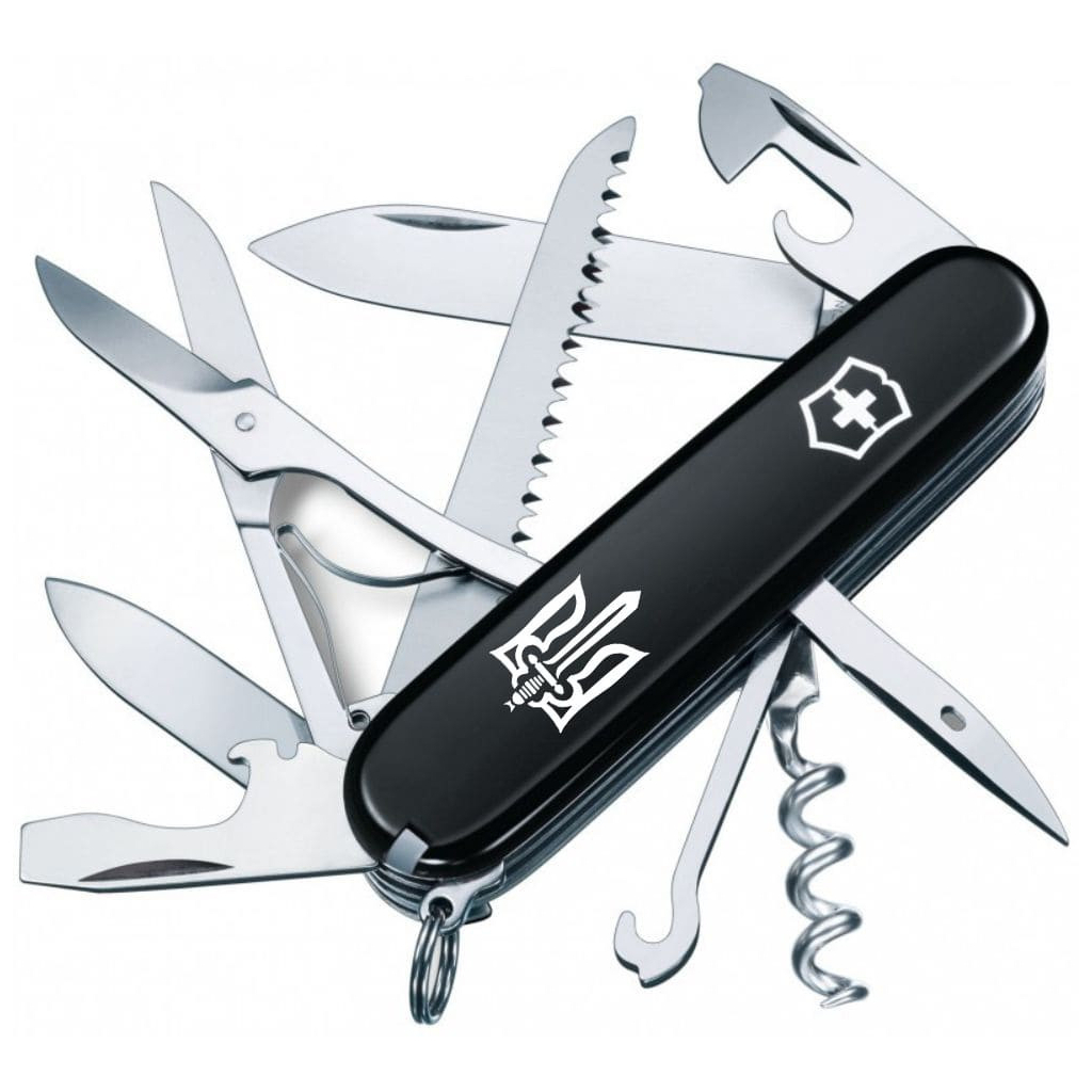 Ніж Victorinox Huntsman Ukraine Black "Тризуб ОУН" (1.3713.3_T0300u) - зображення 1