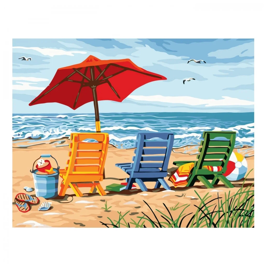 Картина по номерам Strateg Барвисті шезлонги 40х50 см (VA-2295) - зображення 1