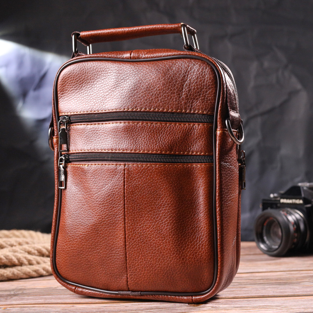 Сумка Vintage З ручкою шкіряна Руда (21277) - зображення 10