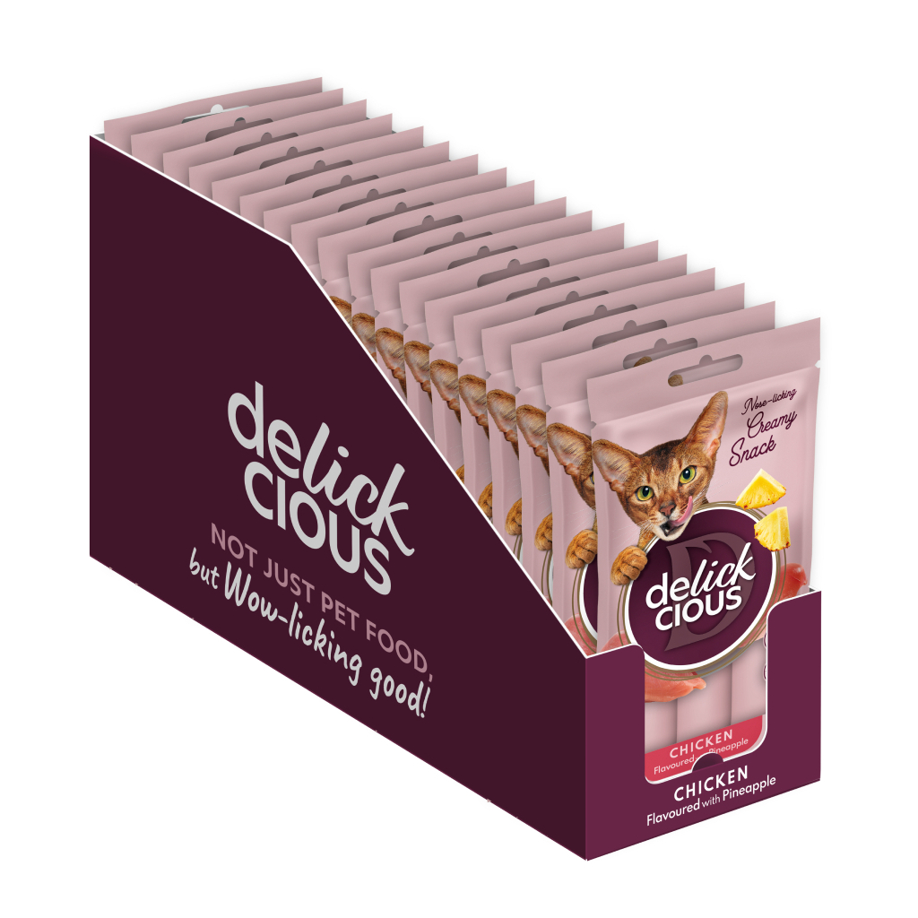 Ласощі для котів Delickcious Курка з додаванням ананасу 4 х 15 г (4820269141629) - изображение 2