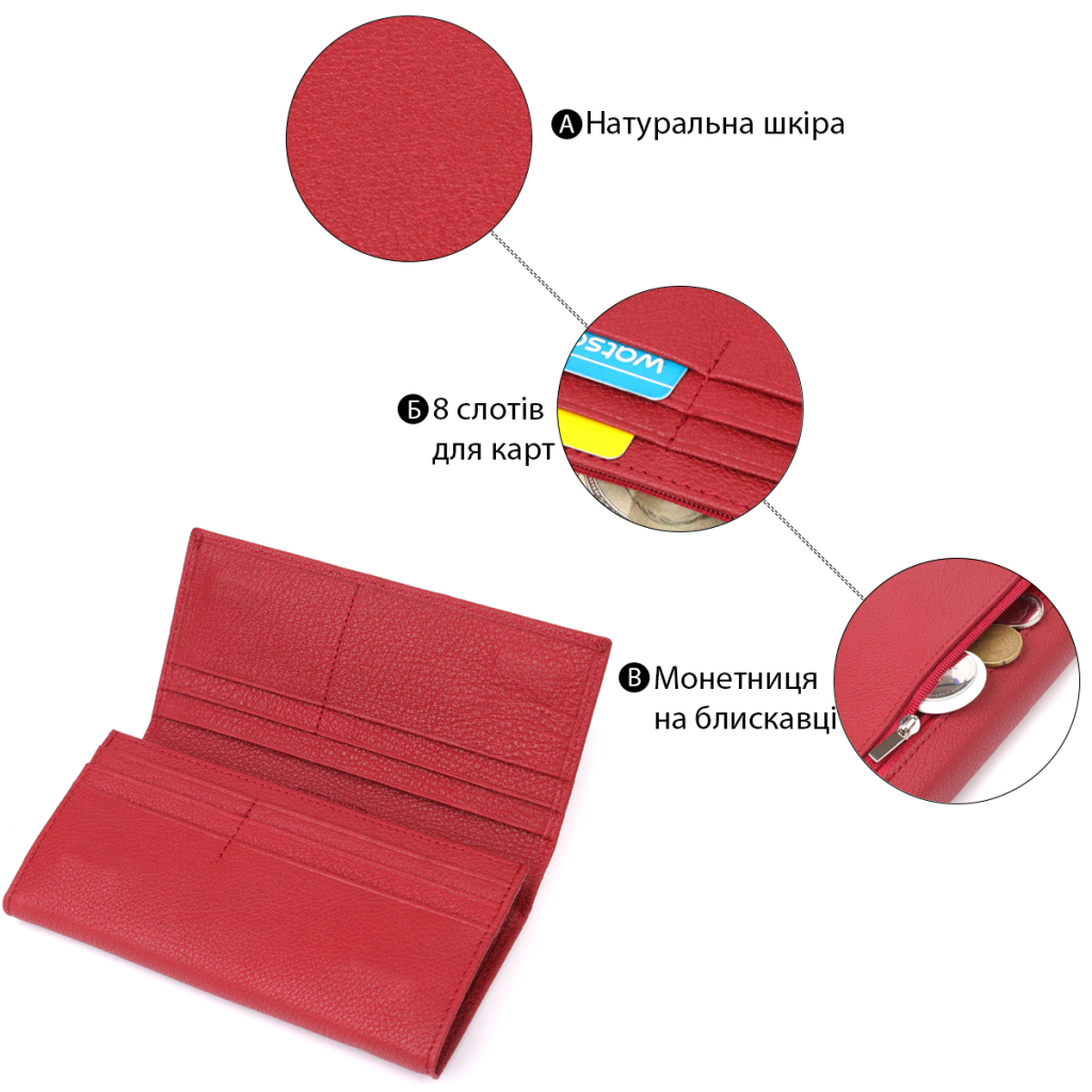 Гаманець ST Leather З натуральної шкіри Червоний (23087) - зображення 4