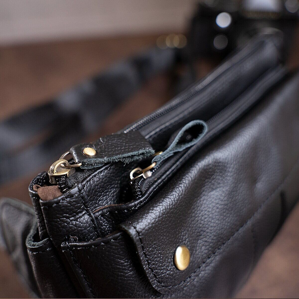 Сумка Vintage Бананка зі шкіри Чорна (14809) - зображення 9