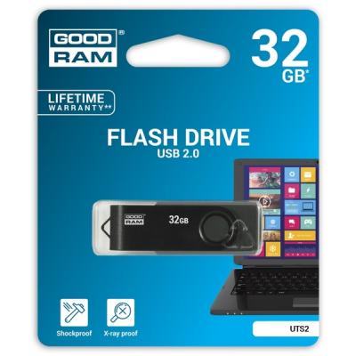 USB флеш накопичувач Goodram 32GB Twister Clip Black USB 2.0 (UTS2-0320KKR11) - зображення 1
