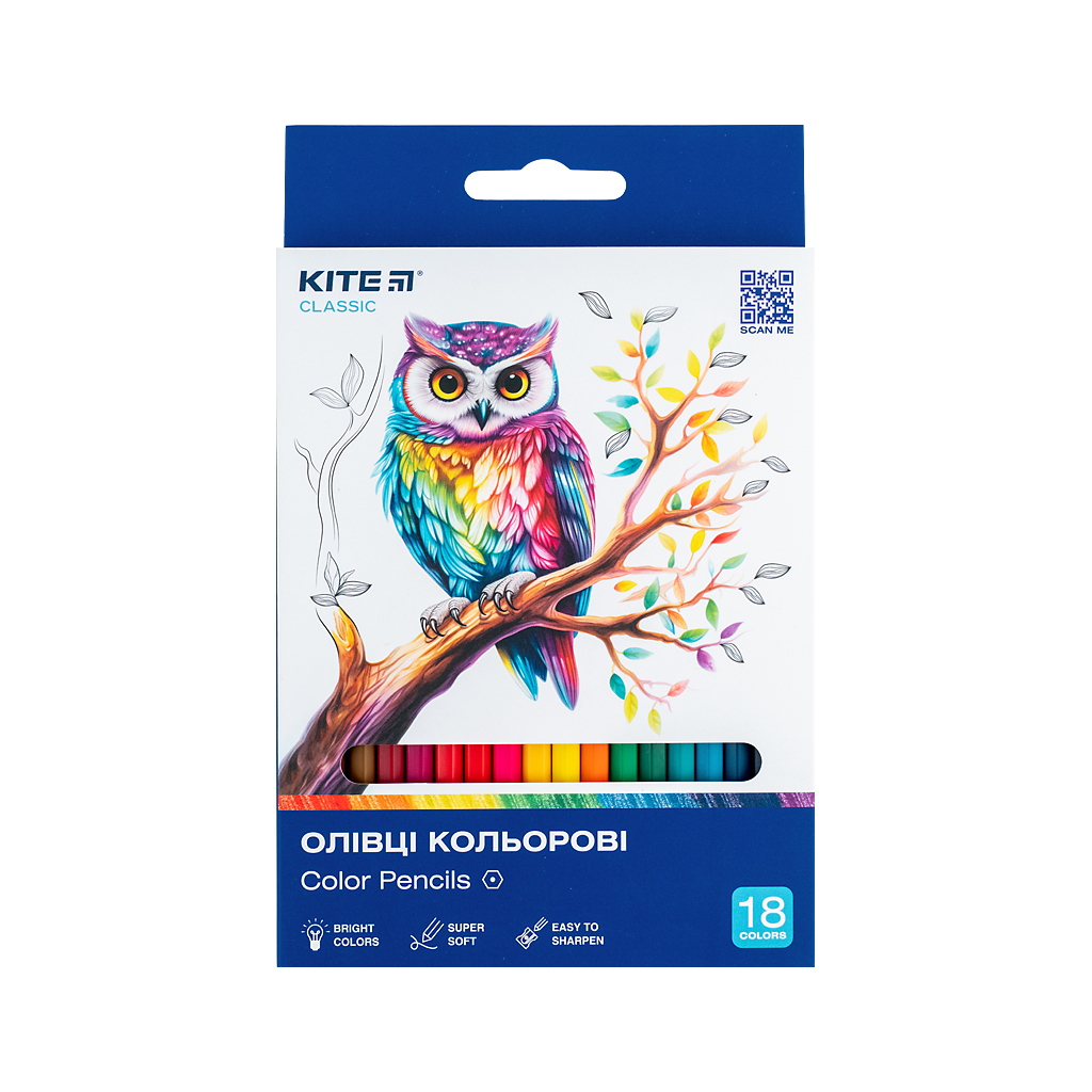 Олівці кольорові Kite Classic 18 кольорів (K-052) - изображение 1