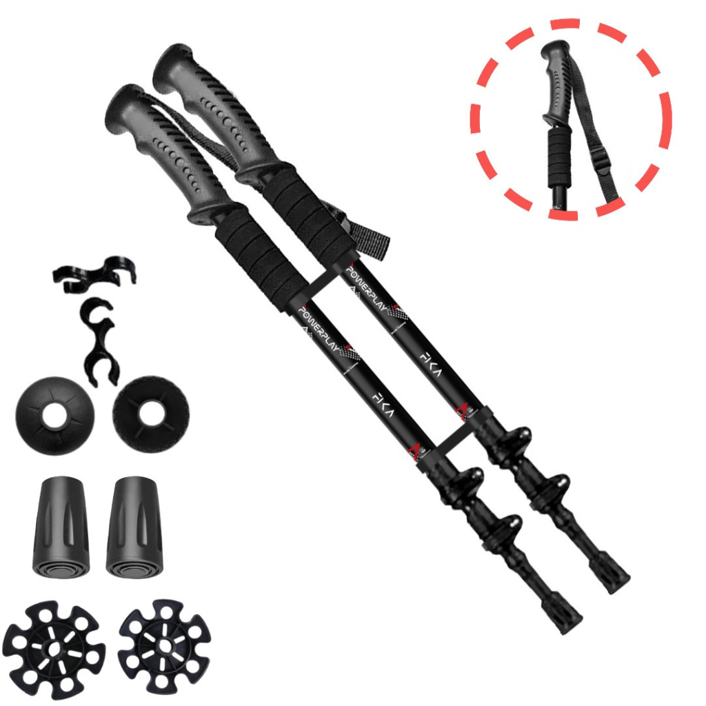 Трекінгові палиці PowerPlay 9106 Fika Black/Red 60-135 см (PP_9106_FIKA_Bl/Red) - зображення 1