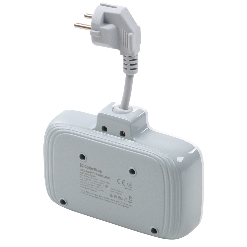 Мережевий фільтр живлення ColorWay CW-CHE24PDW 2 розетки/4USB (CW-CHE24PDW) - зображення 3