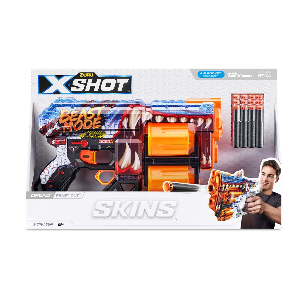 Іграшкова зброя Zuru X-Shot Швидкострільний бластер Skins Dread Beast Out (12 патронів) (36517P) - зображення 4