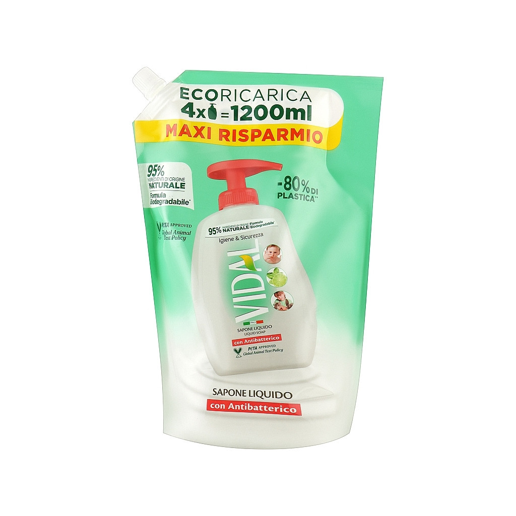 Рідке мило Vidal Антибактеріальне дой-пак 1.2 л (8008970056210) - зображення 1