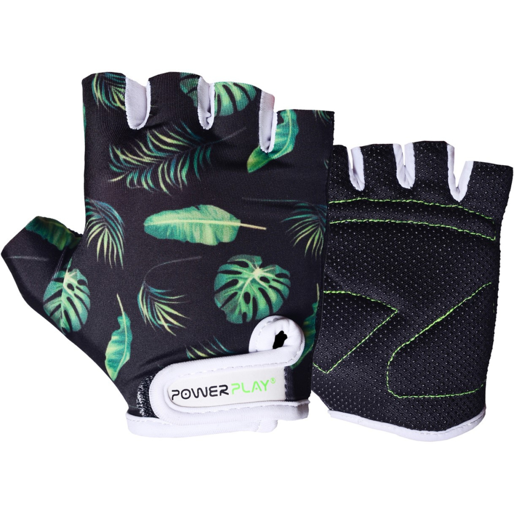 Велорукавиці PowerPlay 001 Листя Чорні XS (001_Black_XS) - зображення 1