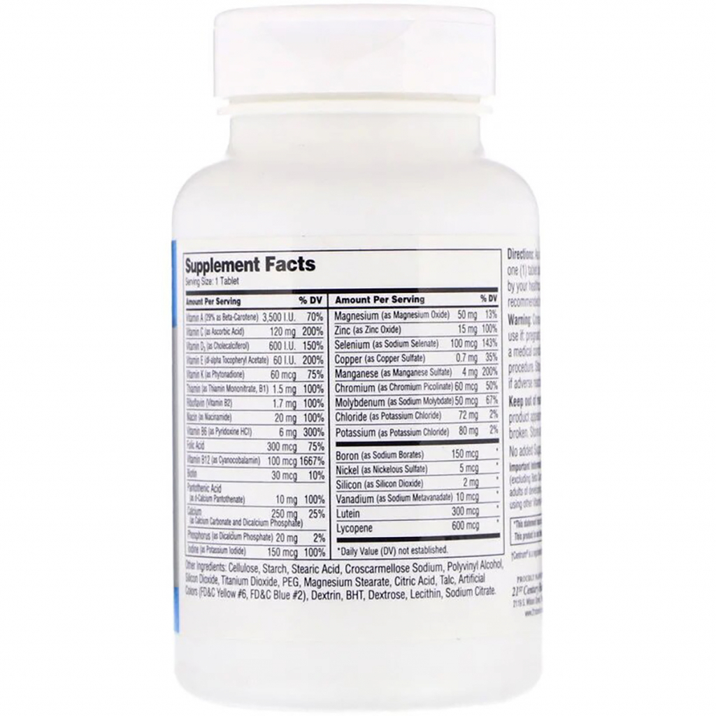 Мультивітамін 21st Century Мультивітаміни і Мультімінерали для Чоловіків 50+, Sentry, S (CEN-27540) - зображення 2