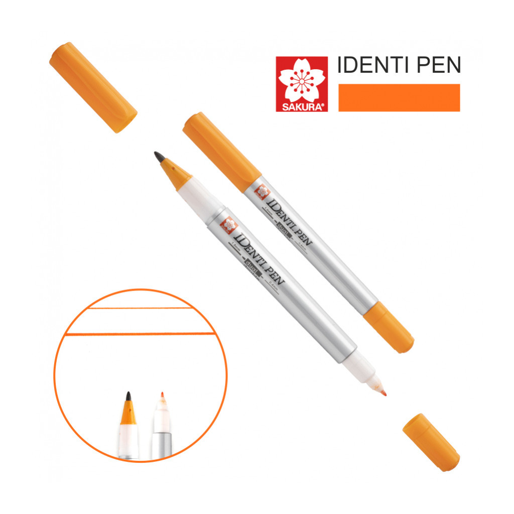 Маркер Sakura перманентний IDENTI PEN, двосторонній, 0,4/1 мм, Помаранчевий (084511365070) - зображення 1