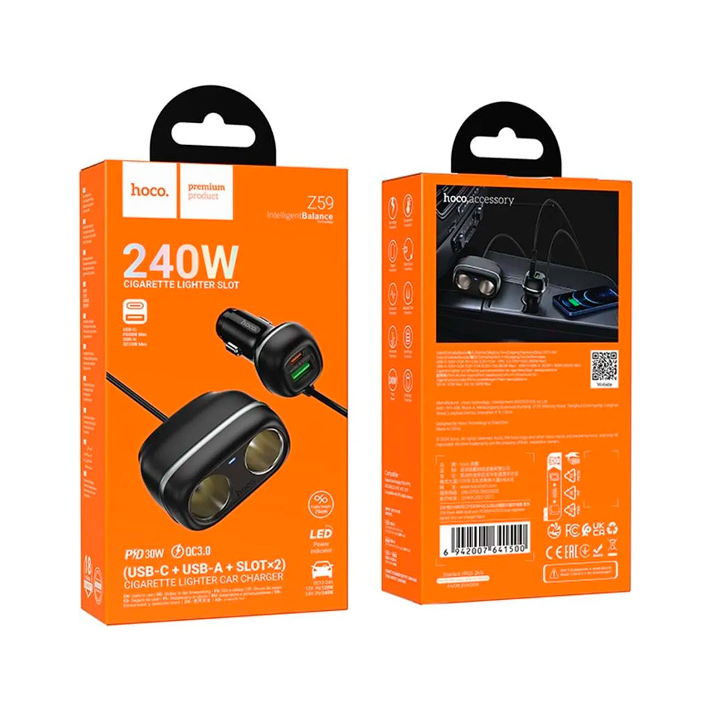 Зарядний пристрій HOCO HOCO Z59 Rank 48W dual port USB-C PD30W + USB QC3.0 Black (6942007641500) - зображення 6