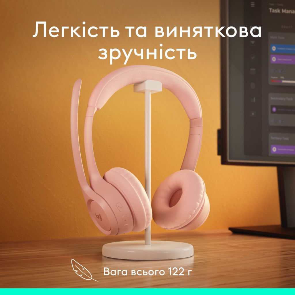 Навушники Logitech Zone 300 Bluetooth Rose (981-001412) - зображення 8