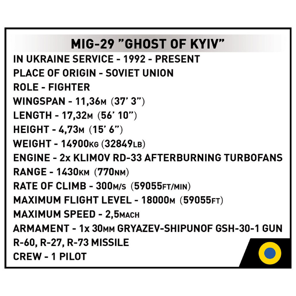 Конструктор Cobi Літак МіГ-29 Привід Києва 1:48, 600 деталей (COBI-5833) - зображення 11