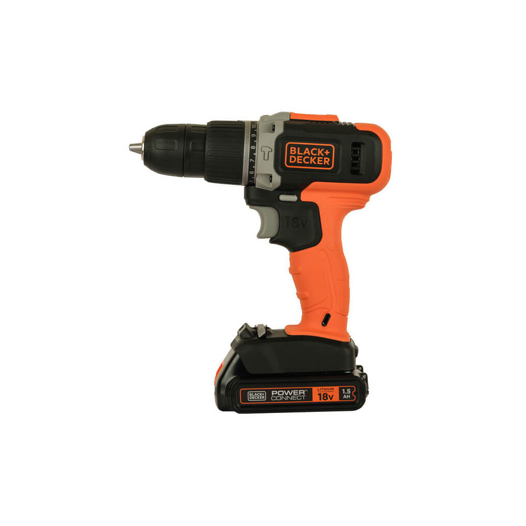 Шуруповерт Black&Decker 18 В, 1.5Ah, 45 Нм, 0-360/0-1400 об/хв, 21000 уд/хв, 1.3 кг (BCD003C1) - зображення 3