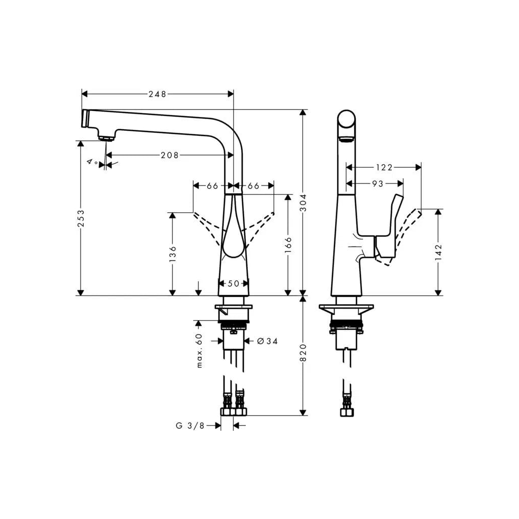 Змішувач Hansgrohe Metris Select, виилв 248 мм, хром (14847000) - зображення 2