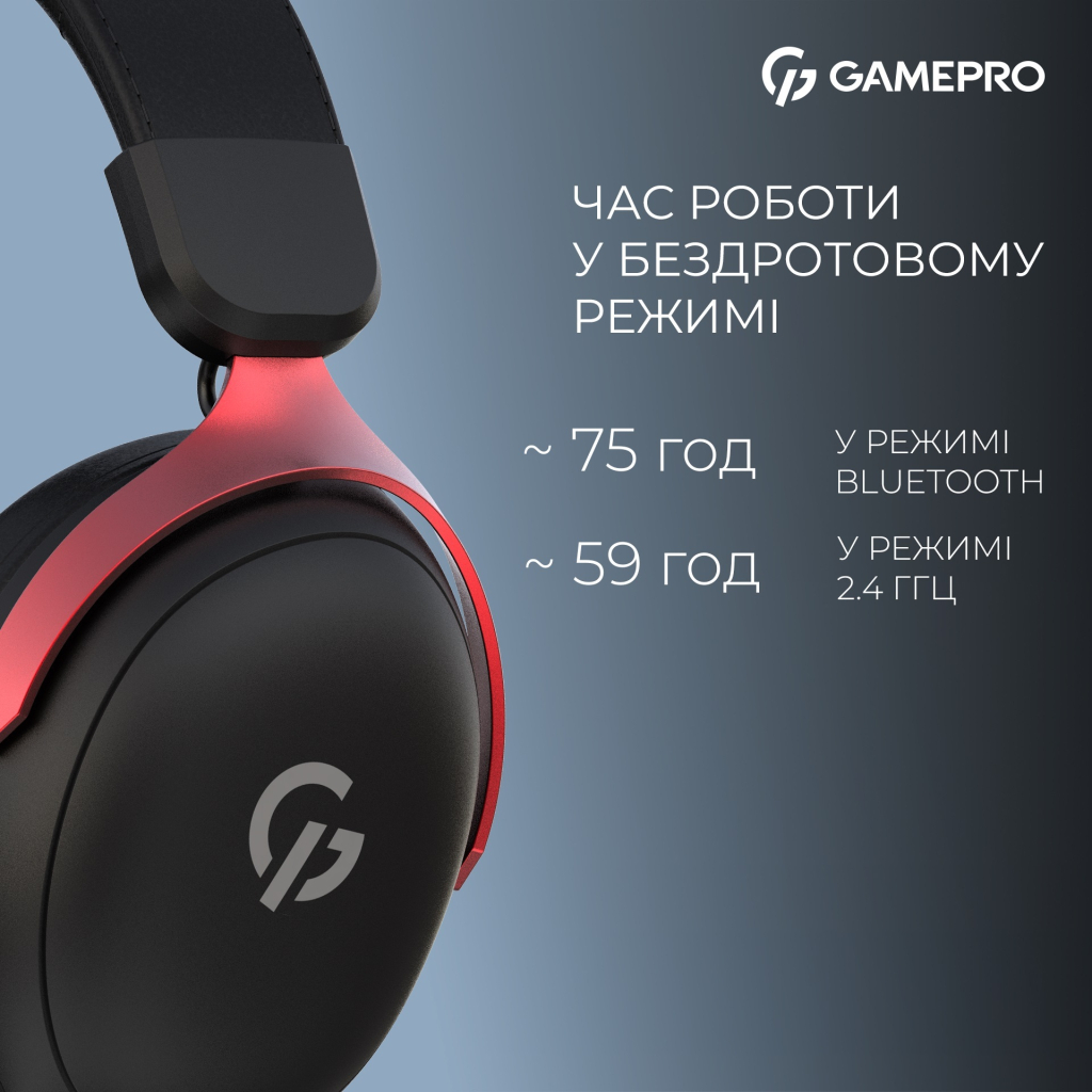 Навушники GamePro Asgard Freya Pro Wireless Black/Red (HSW201BR) - зображення 7
