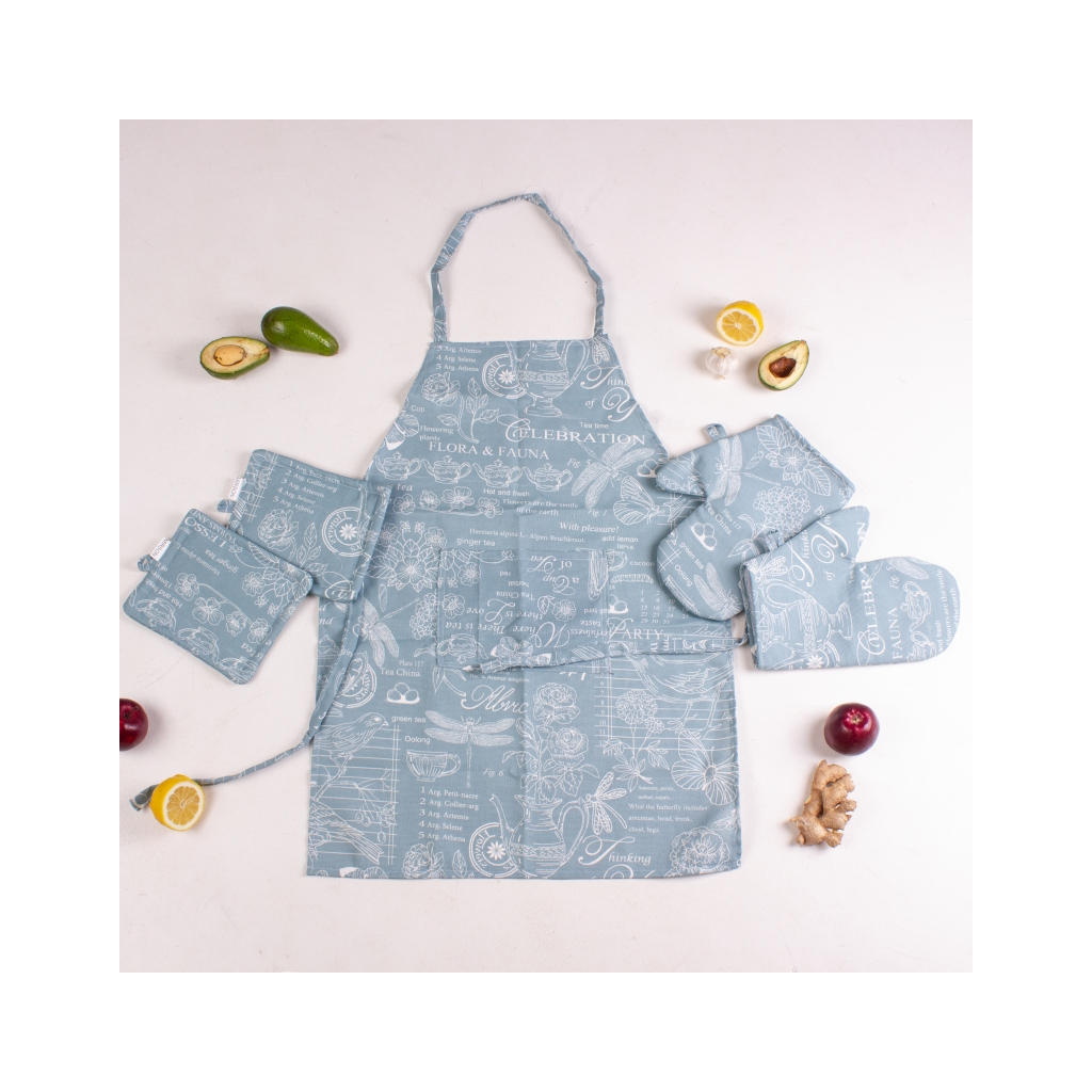 Фартух MirSon Набір №211 - Green birds дві прихватки + дві рукавички-прихватки + фартух (2200006754206) - picture 2