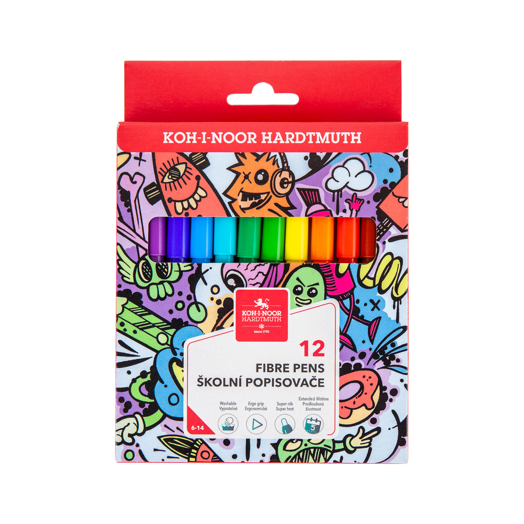Фломастери Koh-i-Noor Teenage, 12 кольорів, картонна упаковка (771002/12) - зображення 1