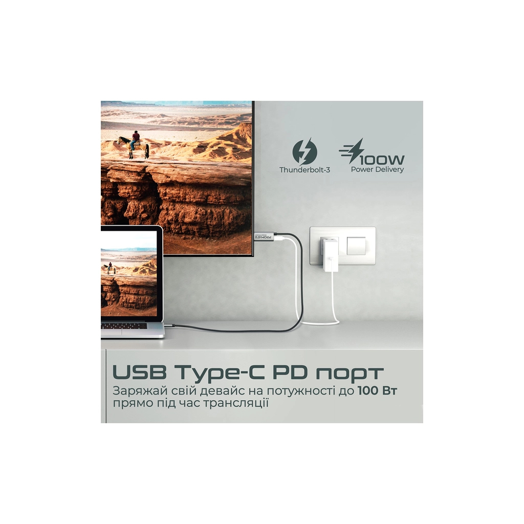 Кабель мультимедійний USB-C to HDMI hdmi-pd100.grey Promate (hdmi-pd100.grey) - изображение 4