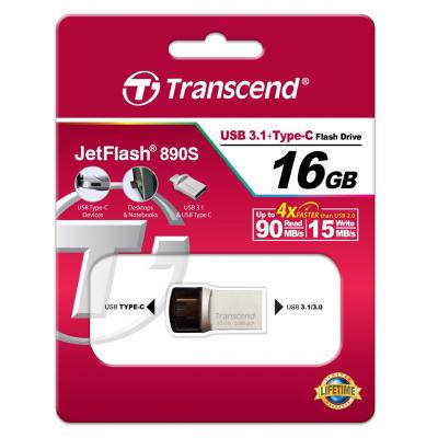 USB флеш накопичувач Transcend 16GB JetFlash 890S Silver USB 3.1 (TS16GJF890S) - зображення 4
