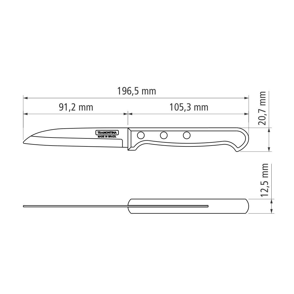 Кухонний ніж Tramontina Polywood Vegetable 76 мм Червоне Дерево (21121/173) - зображення 4